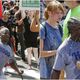 A counter-protester hurls a water bottle at the white nationalists and is pepper-sprayed.